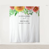 Huwelijksachtergrond - Floral Elegant Photo Booth Wandkleed (Voorkant)