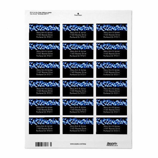 Huwelijksadres Blauw Hollywood Glam Etiket (Full Sheet)