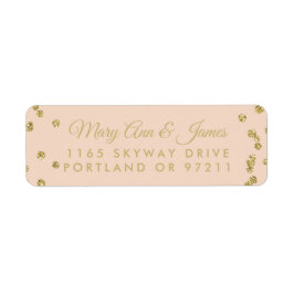 Huwelijksadres Gouden Faux Glitter Confetti Blush Etiket