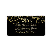 Huwelijksadres Gouden Folie Confetti Etiket (Voorkant)