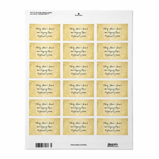 Huwelijksadres Gouden Folie Look Sterren Confetti Etiket (Full Sheet)