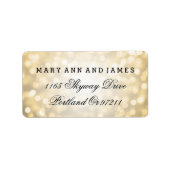 Huwelijksadres Gouden Glitter Lights Etiket (Voorkant)