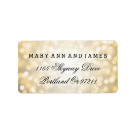Huwelijksadres Gouden Glitter Lights Etiket
