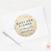 Huwelijksadres Gouden Glitter Lights Ronde Sticker (Envelop)