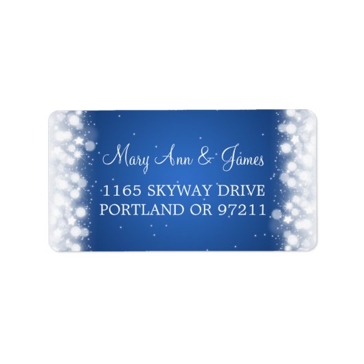 Huwelijksadres Love Magic Sparkle Blue Etiket (Voorkant)