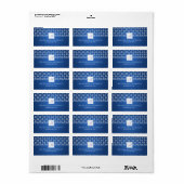 Huwelijksadres Monogram Trellis Patroon Blauw Etiket (Full Sheet)