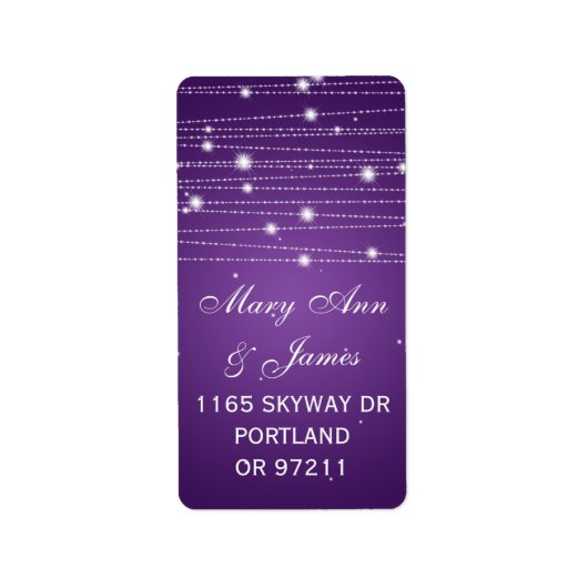 Huwelijksadres Sparkling Lines Paarse Etiket (Voorkant)