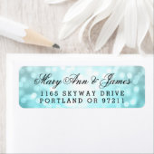 Huwelijksadres Strand Ombre Glitter Lights Etiket (Insitu)