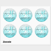 Huwelijksadres Strand Ombre Glitter Lights Ronde Sticker (Vel)