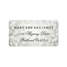 Huwelijksadres Zilveren Glitter Lights Etiket