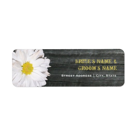 Huwelijksadreslabel - Daisy & Barnwood Etiket (Voorkant)