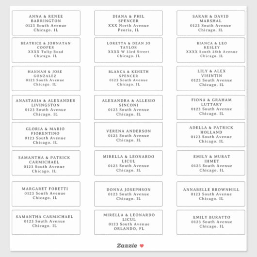Huwelijksadreslabels Gesneden Vinyl Sticker (Vel)
