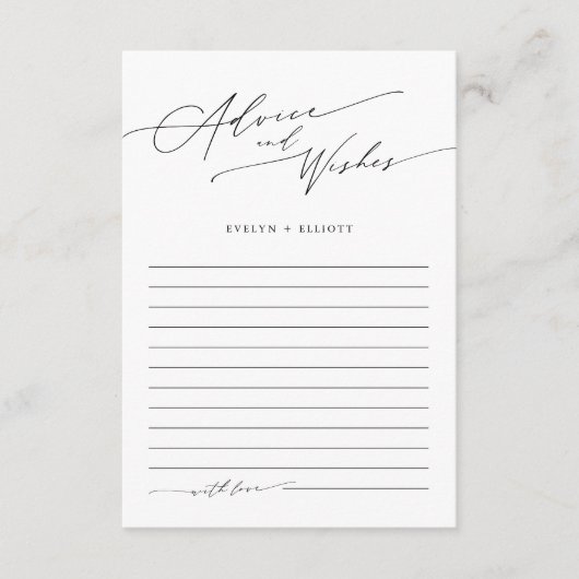 Huwelijksadvies en wensen voor bruid & bruidegom advieskaart (Voorkant)