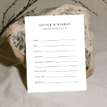 Huwelijksadvies en -wensenkaart met eigen tekst advieskaart<br><div class="desc">Deze kaarten met huwelijksadvies zijn een perfecte aanvulling op uw feest.  Gastheer en gastvrouw kunnen hun hartelijke advies aanbieden voor de bruid en bruidegom of hun beste huwelijkswensen delen.  Ideaal voor het verzamelen van memorabele notities op een bruidsfeest of bruiloft,  deze kaarten maken een betekenisvolle aandenken voor pasgetrouwden.</div>