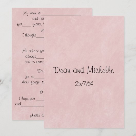 Huwelijksadvies Kaarten voor Commentaar (Voorkant / Achterkant)