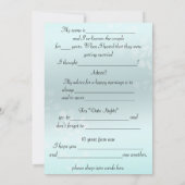 Huwelijksadvies, mooi blauwe trouwreactiekaart kaart (Achterkant)