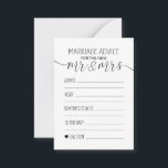 huwelijksadviseur Kaart voor de nieuwe heer en mev<br><div class="desc">Eenvoudig,  elegant en klassiek. Houd het eenvoudig met zwart-wit ontwerp,  gegarandeerd om elk kleurenschema aan te vullen. Een huwelijksadvieskaart voor huwelijksdag en spelletjes.</div>