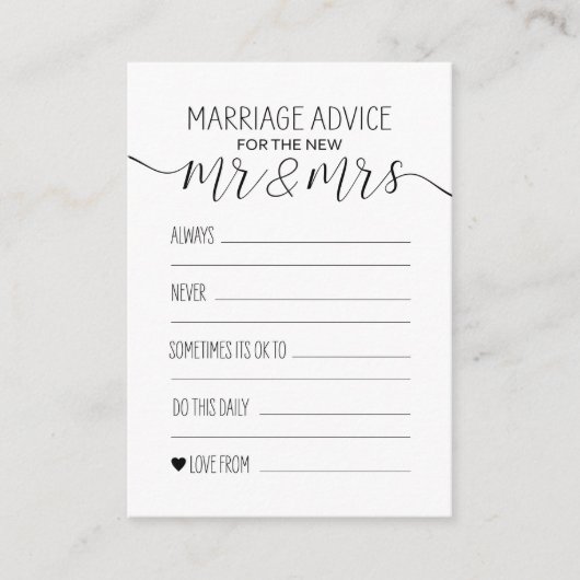 huwelijksadviseur Kaart voor de nieuwe heer en mev (Voorkant)