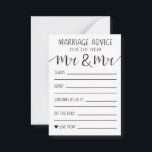 huwelijksadviseur Kaart voor de nieuwe heren en de<br><div class="desc">Eenvoudig,  elegant en klassiek. Houd het eenvoudig met zwart-wit ontwerp,  gegarandeerd om elk kleurenschema aan te vullen. Een huwelijksadvieskaart voor huwelijksdag en spelletjes.</div>