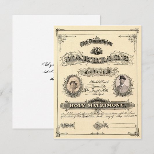  huwelijksakte (Voorkant / Achterkant)