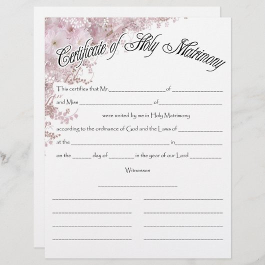 huwelijksakte (Voorkant / Achterkant)