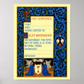 Huwelijksakte Sjabloon Antiek Poster (Voorkant)