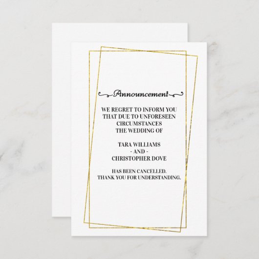 Huwelijksannulering Aankondigingskaarten Aankondiging (Voorkant / Achterkant)