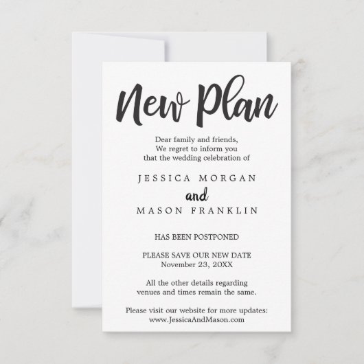 Huwelijksannulering - Uitgesteld - Wijzig de datum Kaart (Voorkant)