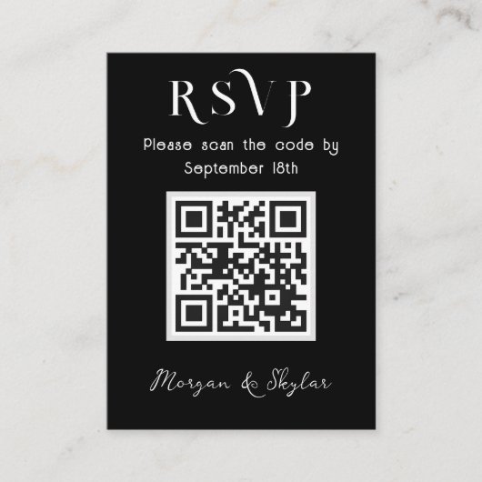 Huwelijksantwoord QR code Zwart op Wit Informatiekaartje (Voorkant)
