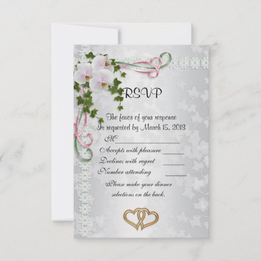 Huwelijksantwoordkaarten elegante witte orchideeën RSVP kaartje (Voorkant)