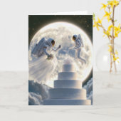 Huwelijksastronaut voor Passen getrouwd in maanlic Kaart (Gele Bloem)