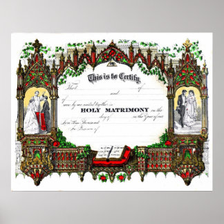 huwelijksattest uit 1877 poster