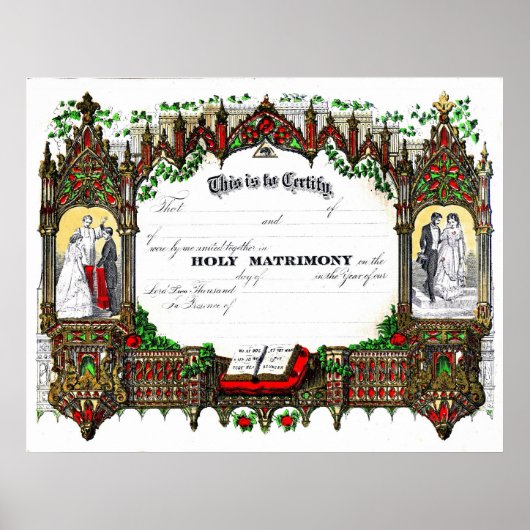 huwelijksattest uit 1877 poster (Voorkant)