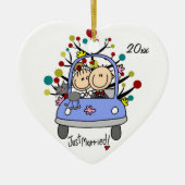 Huwelijksauto met Cat Dated Heart Ornament (Voorkant)