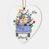 Huwelijksauto met Cat Dated Heart Ornament (Links)