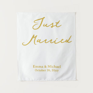 Huwelijksbanner met naam en goud ceremonie wandkleed