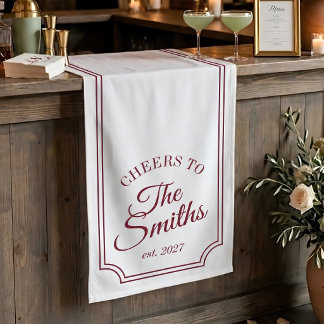 Huwelijksbar Bord Script Burgundy Naambanner Spandoek