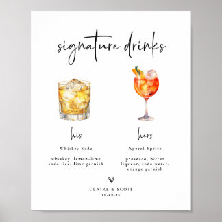 Huwelijksbar Signature Dranken Bord Poster