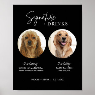 Huwelijksbarbord met drankjes en handtekening van  poster
