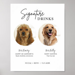 Huwelijksbarbord met drankjes en handtekening van  poster