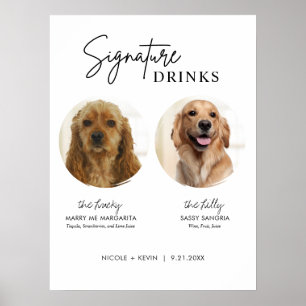 Huwelijksbarbord met drankjes en handtekening van poster