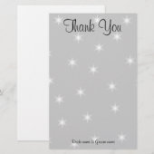 Huwelijksbedankje, Bord grijs met witte sterren. Briefpapier (Voorkant / Achterkant)