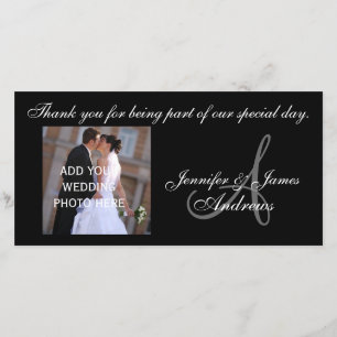 Huwelijksbedankje Monogram en een boodschap Bedankkaart