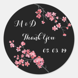 huwelijksbedankt , florale waterverf , gepersonali ronde sticker