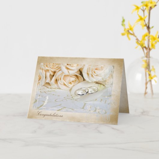 huwelijksbendes met roos - petale felicitaties kaart (Gele Bloem)