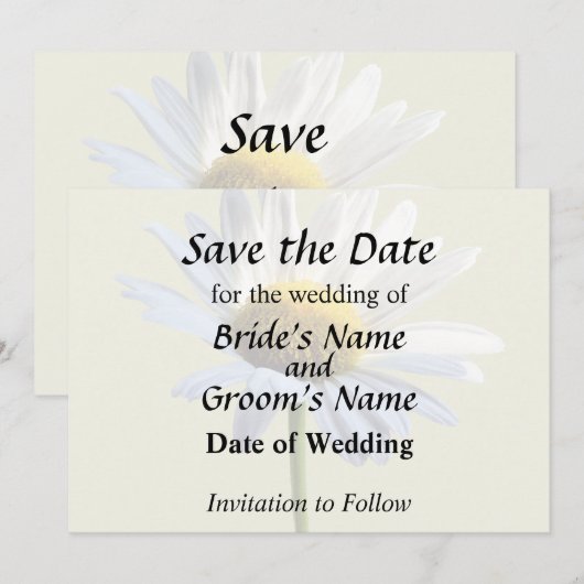 Huwelijksbenodigdheden Daisy Shadow and Light Save The Date (Voorkant / Achterkant)