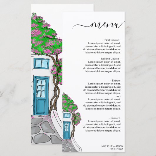 Huwelijksbestemming Griekenland Grieks Eiland Menu (Voorkant / Achterkant)