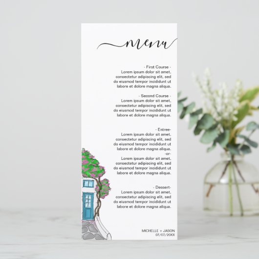 Huwelijksbestemming Griekenland Grieks Eiland Menu (Staand voorkant)