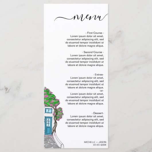 Huwelijksbestemming Griekenland Grieks Eiland Menu (Voorkant)