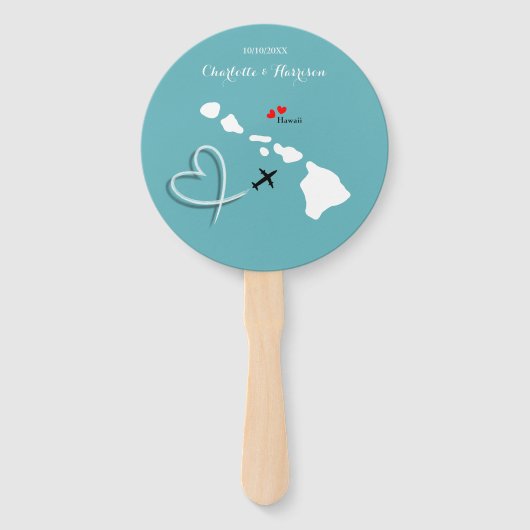 Huwelijksbestemming Hawaï Handwaaier (Voorkant)